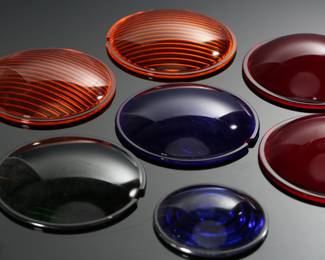 Lot of 7 Colored Glass Traffic Light Lenses 		196175
