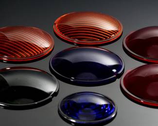 Lot of 7 Colored Glass Traffic Light Lenses 		196175
