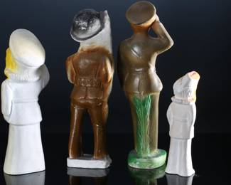 Lot of 4 Vintage Carnival Chalkware Soldiers 		196082
