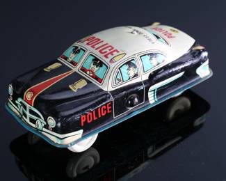 Vintage Japanese Tin Friction Police Car Japan  	2.25x2.75x5.5in	196134
