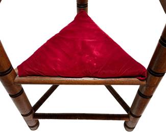 Antique Swedish Monks Chair Carved Oak 3-Leg Three-Legged 	34x22x20in	196187
