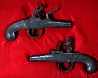 Matched Pair Seglas London Flintlock Pistols in Display Case Flint Lock 	Pistol: 5.6x0.65x2.8in<BR>Display: 2.5x11.5x9in	199154
