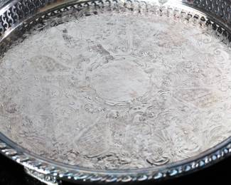 WM A Rogers Tray Silver Plate 	2in H x 13in diameter 	199164
