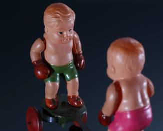 Vintage Japan Celluloid Boxers Fighting Babies Toy #2	5x6.5x2in	196155
