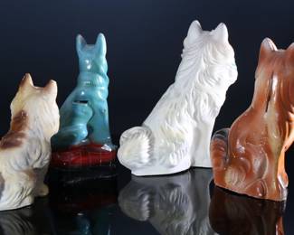 Lot of 4 Vintage Carnival Chalkware Dog Figures Shepard Collie		196084
