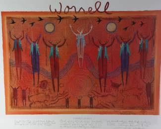 *Signed* Bill Worrell Kindred Spirits Framed Art Poster 	Frame: 26x33x0.75in	199070
