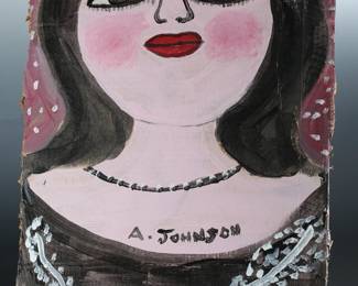 *Original* Art Anderson Johnson 1994 Woman Portrait Acrylic on Cardboard Painting A.	25x16in	196226
