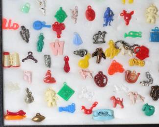 Large Lot of 1950s Vintage Bubblegum Prize Cracker Jack Toys in Display 	12.25x16.25x0.75in	196228
