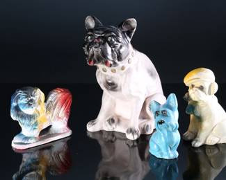 Lot of 4 Vintage Carnival Chalkware Dog Figures 		196086
