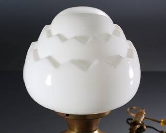 Art Deco Milk Glass Sawtooth 3-Tier Lamp Light Fixture 	12in H x 8in Diameter 	196224
