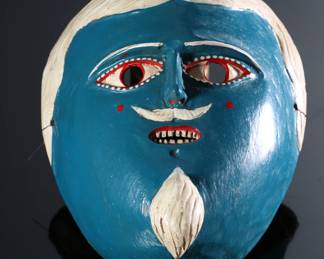 Vintage Juanegro Mexican Dance Mask Folk Art Blue	3.5x6.5x8in	196034
