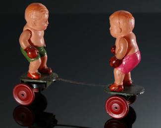 Vintage Japan Celluloid Boxers Fighting Babies Toy #2	5x6.5x2in	196155

