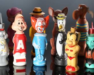 Lot of 14 1960s Vintage Colgate-Palmolive "SOAKY" Character Bath Bubble Bottles Figures 		196179
