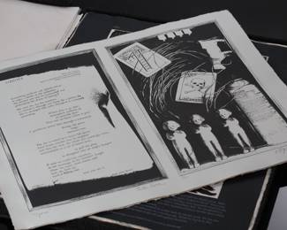 John L. Risseeuw A Dance of Death Art Portfolio 19 Prints in binder Sidney Chafetz, Warrington Colescott, Antonio Frasconi	21.5x17x1.25in	196040
