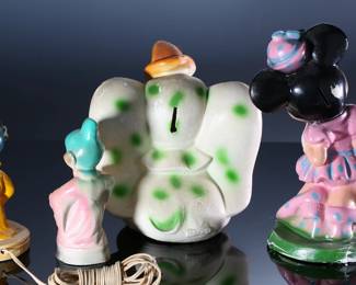 Lot of 4 Vintage Carnival Chalkware Disney Character Figure Statues - Dopey Lamp & Bank - Dumbo - Minnie Mouse	Minnie 12x6x6 in - Dopey Bank 8x4x3 in - Dopey Lamp 10x4x4 in - Dumbo 10x9x6 	198043
