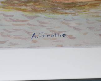 *Original* Art A. Grothe Painting Sailboats in Harbor 	Frame: 25.25x19.25in	196020
