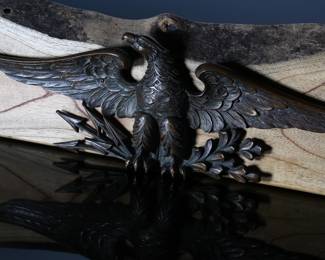 Antique Bronze Eagle Arrows & Olive Branch Mounted on Wood Board	Total: 2x21x6.25in eagle: 5.5x15.75x1in	199086
