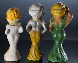 Lot of 3 Vintage Carnival Chalkware Glamour Girls Lady Dolls 		196164
