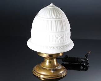 Art Deco Milk Glass Acorn Lamp Light Fixture 	12in H x 7.5in Diameter 	196217
