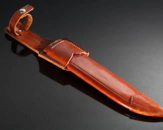 Hoffritz NY Vintage Etched Knife Made in Germany Seit Solingen 1906 with Sheath Made in Germany	Knife: 13.5in<BR>Blade; 8.2in<BR>In Sheath:	199035
