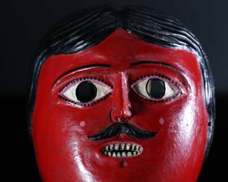 Vintage Juanegro Mexican Dance Mask Folk Art Red	3x6x7.5in	196036
