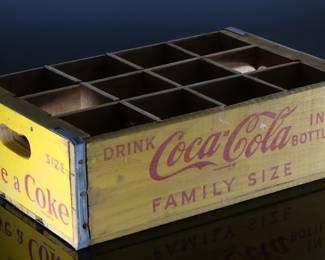 1960s Vintage Coca-Cola Family Size Wood Crate Yellow Coke	5.5x12x18in	196028
