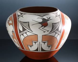 *Huge* Ruby Panana Zia Pueblo Polychrome Olla Bird Pot Native American Pottery	13in H 17in Diameter at widest point 	199151
