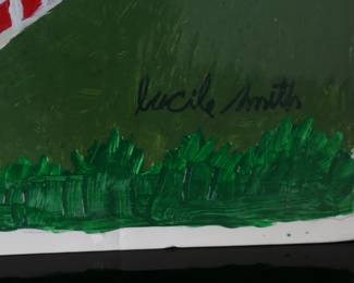 *Original* Lucile Smith Folk Art Schoolhouse Acrylic on Foamboard Painting 	20x29.75in	196001
