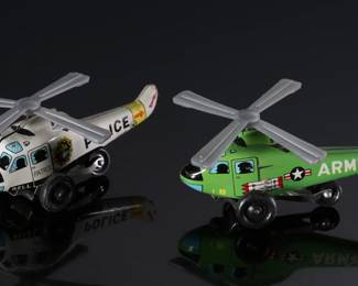 Lot of 2 Vintage Japan Tin Litho Toy Helicopters 	1.7x1.3x3.5in	196208
