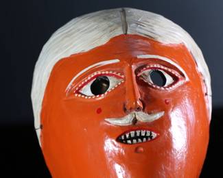 Vintage Juanegro Mexican Dance Mask Folk Art Orange	3.5x6x8in	196039
