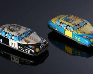Lot of 2 Vintage Japan Tin Litho Toy Police Cars	0.9x1.35x3.25in	196211
