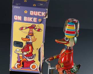 Lot of 5 Vintage Tin Litho Wind-Up Toys in Box - Monkey - Duck on Bike - Inertia Crocodile - Call Sparky the Dog 	8.5 x 4 x 4 in largest box	198029
