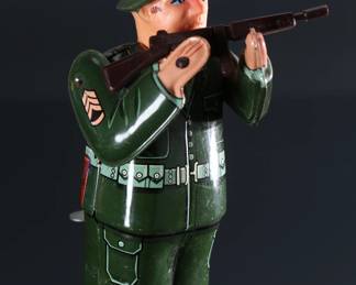 1950s Vintage Nomura TN TR-271 Tin Wind-up Litho Combat Toy Soldier Japan 6.25x2.75x3in	196120
