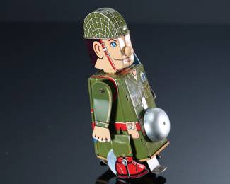 1950s Yonezawa Toys S.Y. Japanese Tin Litho Windup Toy Mechanical Soldier on Parade	6.5x3.15x3.5in	196070
