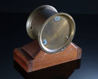 Antique Waterbury Brass Ship Clock on Base Nautical Marine	Clock Bezel: 5.5in<BR>Total: 7.75x9x4.5in	199016
