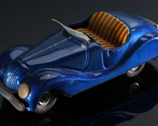 Vintage Japan Tin Friction Car Blue	2.25x2.5x6in	196126
