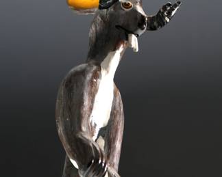 Tim Lewis Folk Art Jackalope/Lizard Walking Stick Carved Wood Cane	35.5x4.5x6in	196044
