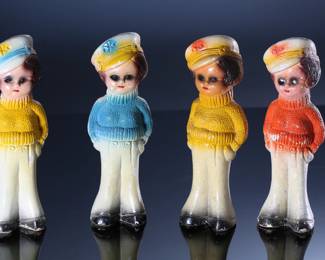 Lot of 4 Vintage Carnival Chalkware Sailor Girls in Sweater 	8.5x2x2.5in	196158

