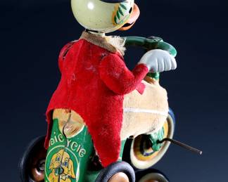 Vintage ALPS Quacky Duck on Tricycle Japanese Litho Tin Toy Bicycle 	6.53x5in	196103
