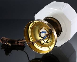 Art Deco Milk Glass Skyscraper Lamp Light Fixture 	12x8x8in	196216
