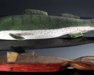 Lot of 3 Vintage Folk Art Carved Wood Fish		196045
