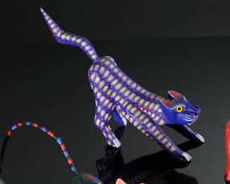 Lot of 6 Vintage Cats/Tigers/Animals Mexican Folk Art Oaxaca Wood Carving		196214
