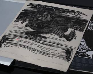 John L. Risseeuw A Dance of Death Art Portfolio 19 Prints in binder Sidney Chafetz, Warrington Colescott, Antonio Frasconi	21.5x17x1.25in	196040
