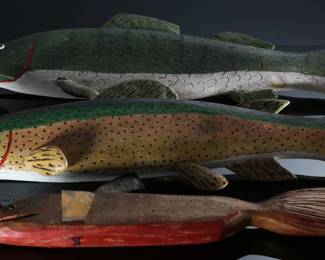 Lot of 3 Vintage Folk Art Carved Wood Fish		196045
