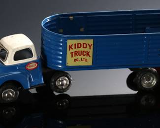 Vintage Japan "Kiddy Truck Co"&nbsp;Truck with Trailer Tin Toy 	4x3.5x13in	196143
