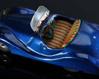 Vintage Japan Tin Friction Car Blue	2.25x2.5x6in	196126
