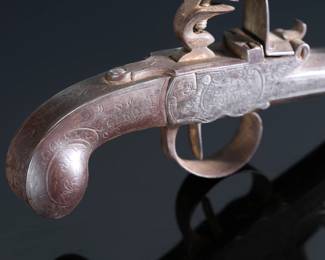 Matched Pair Seglas London Flintlock Pistols in Display Case Flint Lock 	Pistol: 5.6x0.65x2.8in<BR>Display: 2.5x11.5x9in	199154
