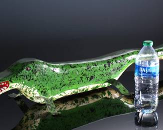 3ft Jim Lewis Folk Art Carved Wood Alligator 1990 Carving 	6x9.25x36in	196042
