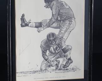 *Signed* Pat Summerall NFL Robert Riger Adds 3 Points From The Forty Print Autograph Football	Frame: 14.75x11.75x0.5in	199009
