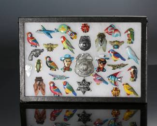 1950s Japan Tin Litho Pin Collection 	Display: 1x12.25x8.25in	196174
